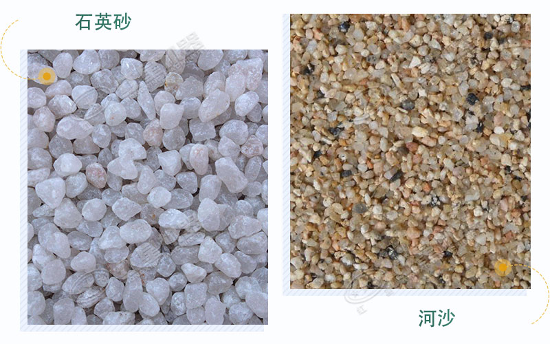 石英砂和河沙兩種物料的外觀(guān)對(duì)比